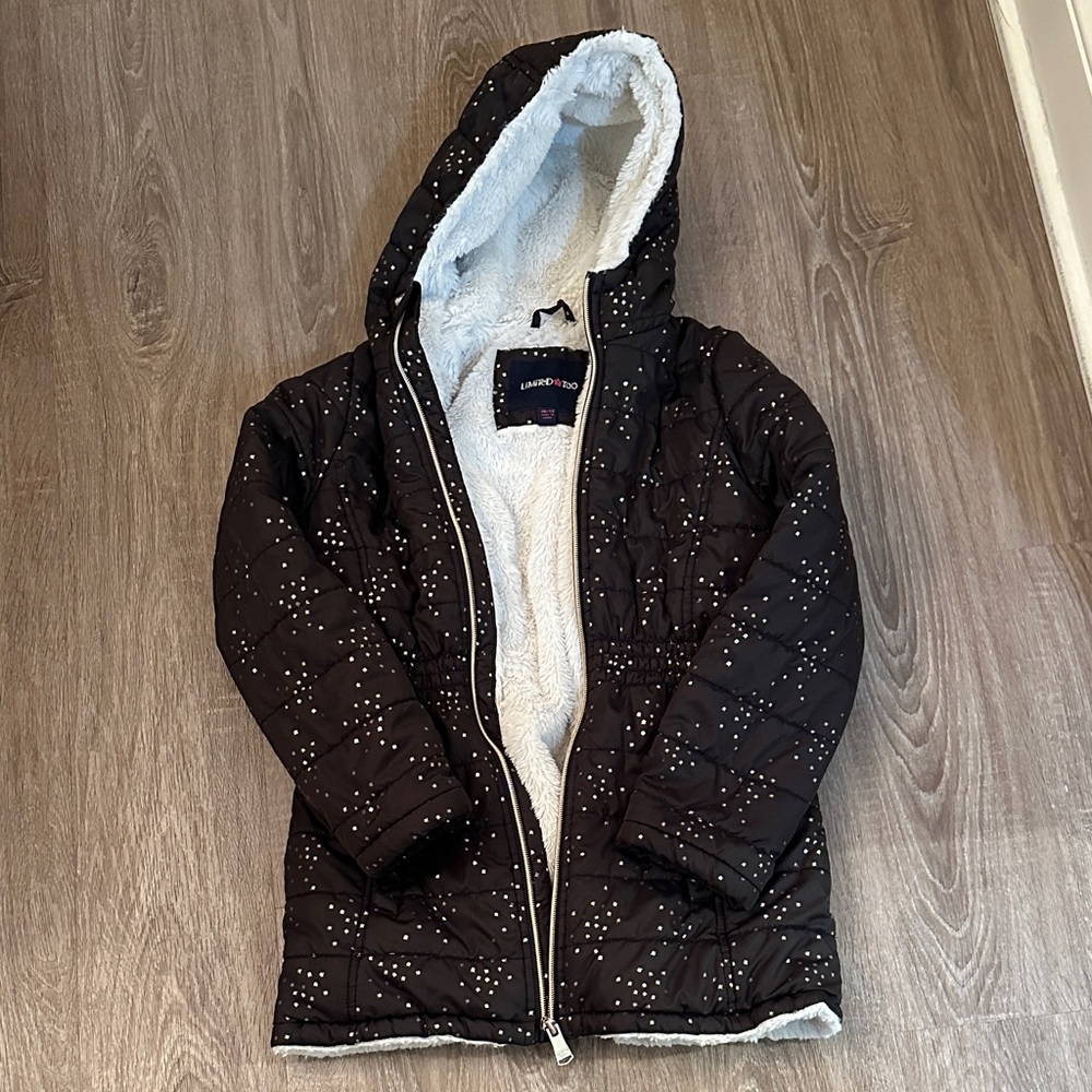 Limited Too Black Hooded Jacket with White Lining
